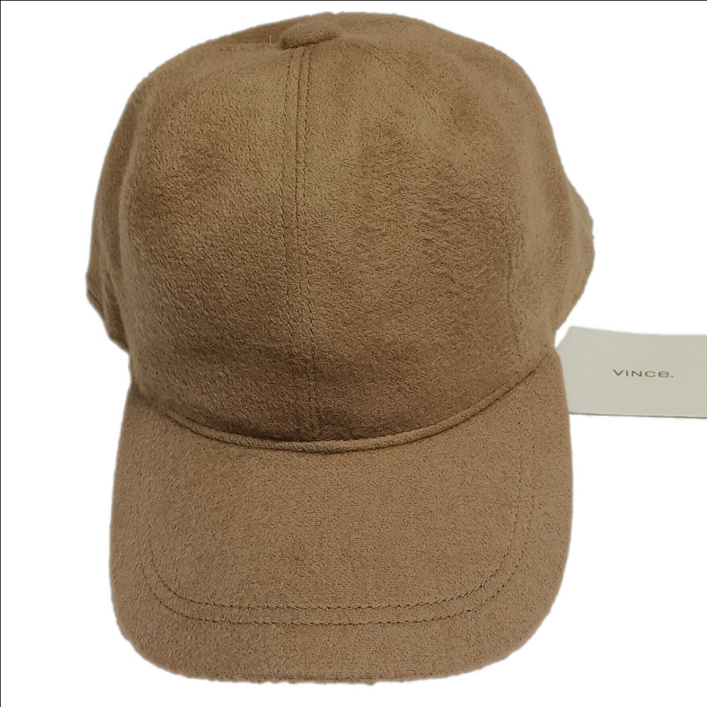 🆕 VINCE TAN CAMEL MERINO WOOL CASHMERE BLEND UNISEX BASEBALL CAP▪️S/M - Picture 2 of 8